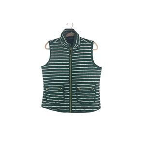 Activology Women's Sleeveless Green  Holidaycore Striped Puffer Vest